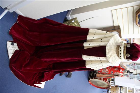 A George VI Coronation robe and coronet,